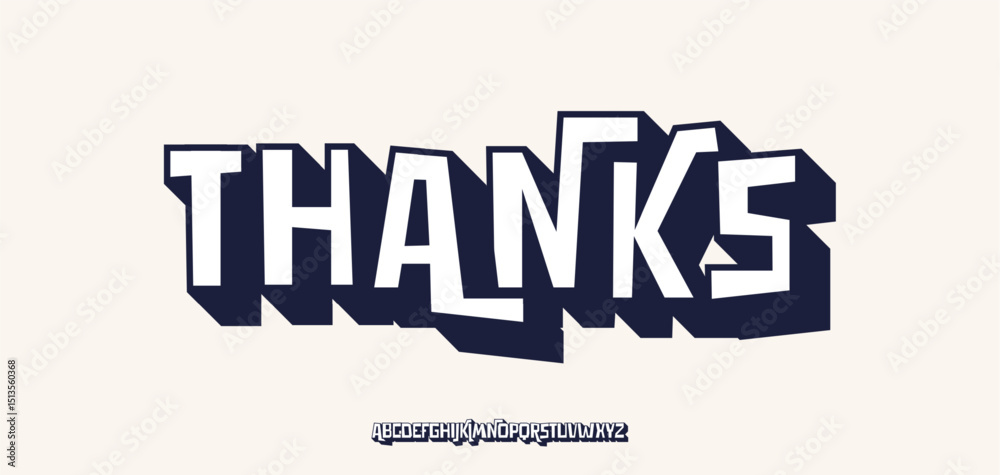 Poster thanks for subscribers, bold blocky text with strong 3d shadow effect. playful geometric typography 