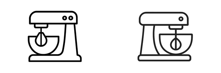 Stylish kitchen mixer illustration showing two distinct designs in black and white tones for culinary creativity