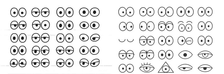 Various cartoon eye designs showcasing different expressions and styles for creative projects and illustrations