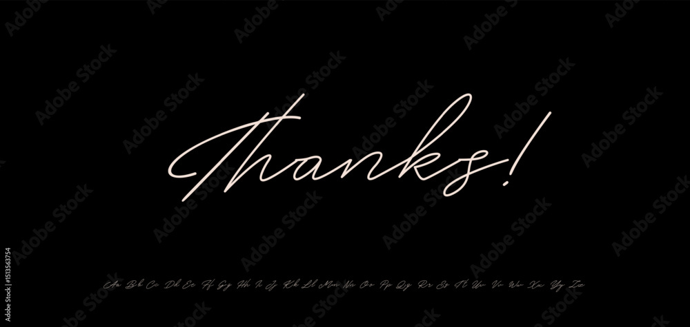 Poster elegant thank you message in delicate calligraphy style. thin thanks lettering for subscribers greet