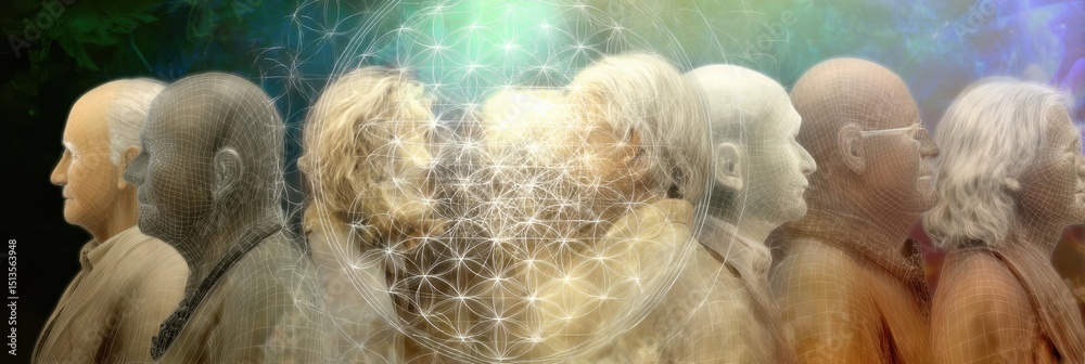 Poster exploring the concept of soul alignment through diverse human figures and interconnections