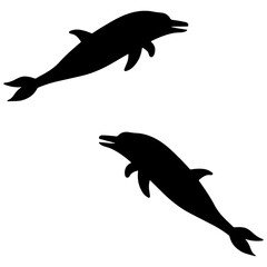 Dolphin silhouette, Double Dolphin set box icon, Dolphin illustration, silhouette, set icon, silhouette, Dolphin icon