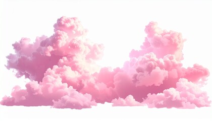 Fototapeta premium Soft And Fluffy Pink Clouds Isolated On A White Background. A Pair Of Light Pink Clou
