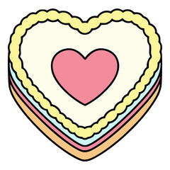 heart cake sweet food snack flat color vector illustration template design