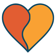 two color heart shape love flat color vector illustration template design