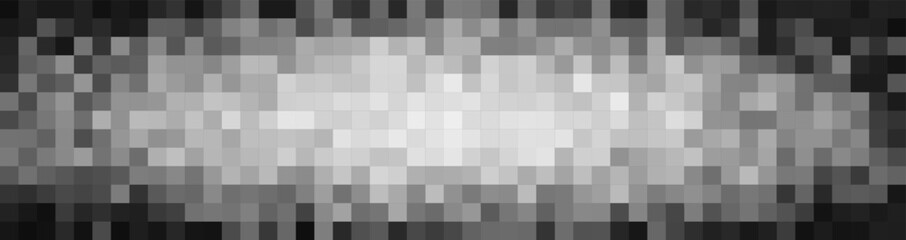 Horizontal pixel glitch block. Bright noise strip with clear square structure simulates compression error or interference effect. Digital abstract texture. Vector illustration.