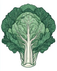 Detailed Illustration of Green Bok Choy Vegetable