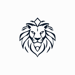 Elegant linear lion head logo depicting strength power and sophistication suitable for brand identity and corporate design elements