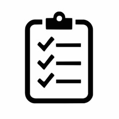 Black and white checklist icon featuring check marks suggesting successful completion of tasks and projects for business and productivity