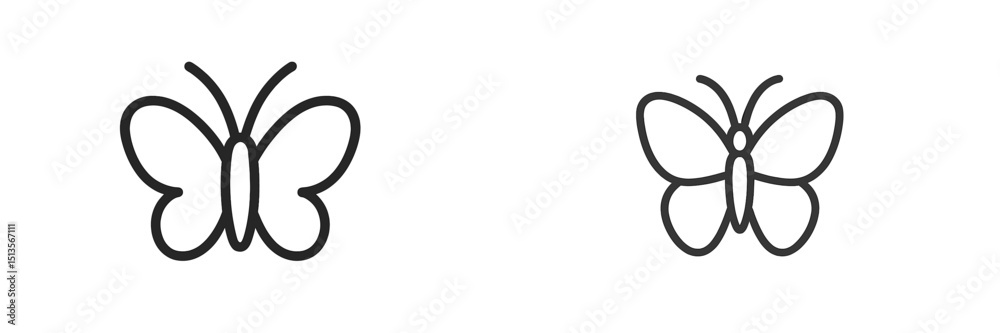 Aufkleber Stylized butterflies shown side by side in a simple design, highlighting their distinct shapes and features