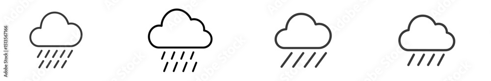 Poster Rain clouds showing different intensities with varying line patterns representing rainfall amounts in a minimalist design
