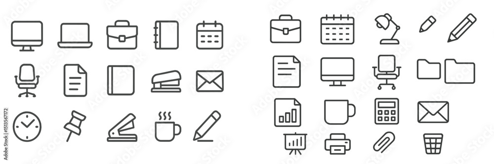 Aufkleber Work-related icons representing office tools and organization for productivity and efficiency in a modern workspace