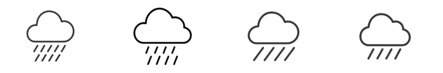Rain clouds showing different intensities with varying line patterns representing rainfall amounts in a minimalist design