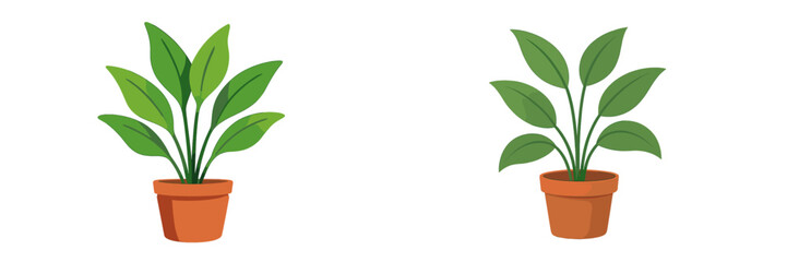 Fototapeta premium Indoor plants in terracotta pots showcasing lush green leaves brighten a cozy living space
