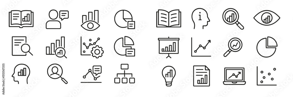 Aufkleber Collection of data analysis and visualization icons representing various tools and techniques used in research and reporting