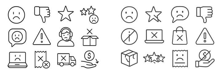 Plakat Icons representing various negative feedback and issues often encountered in digital experiences and customer service interactions