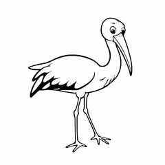 Fototapeta premium Illustrated cartoon american white ibis bird with a long beak walking gracefully on a clean white background in vector format