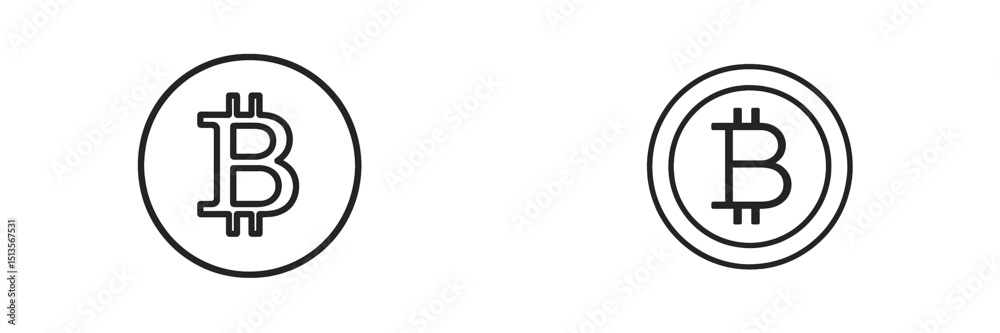 Poster Comparison of two Bitcoin symbols showcasing different designs and styles