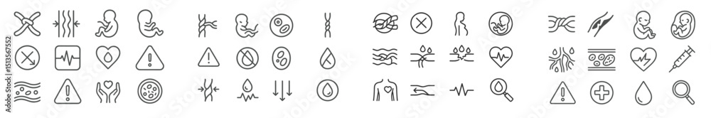 Aufkleber collection of medical and health icons depicting various health-related symbols and warnings in a si
