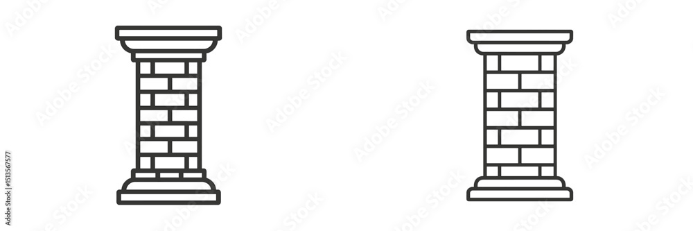 Poster Detailed architectural columns showcasing classic brick patterns in a minimalist design on a white background