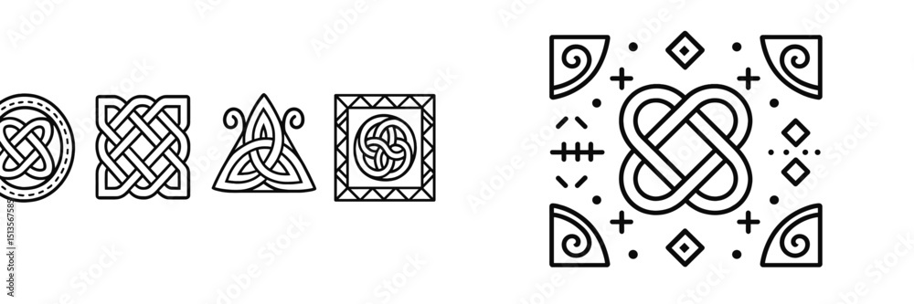 Poster celtic knot designs displayed in a modern and minimalist style for artistic inspiration and creative