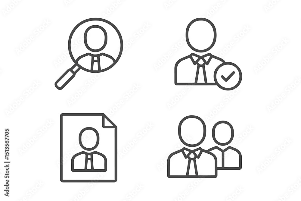 Aufkleber Graphic representations of professional profiles and identity verification in a modern workspace