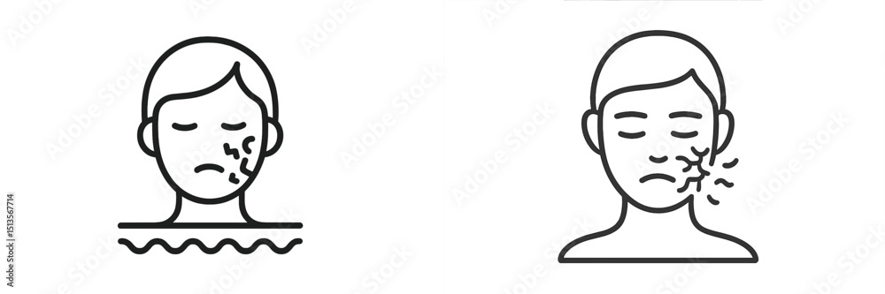 Poster emotional expression symbols showing sadness and distress in minimalist design
