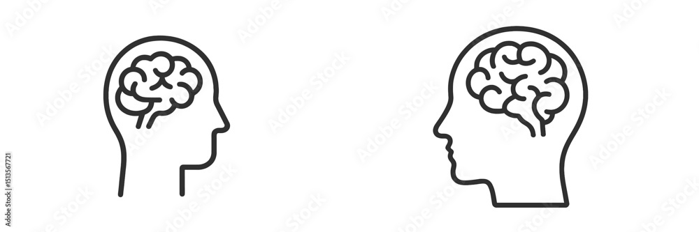 Poster innovative brain illustrations showcasing human cognition and thought processes in minimalist design