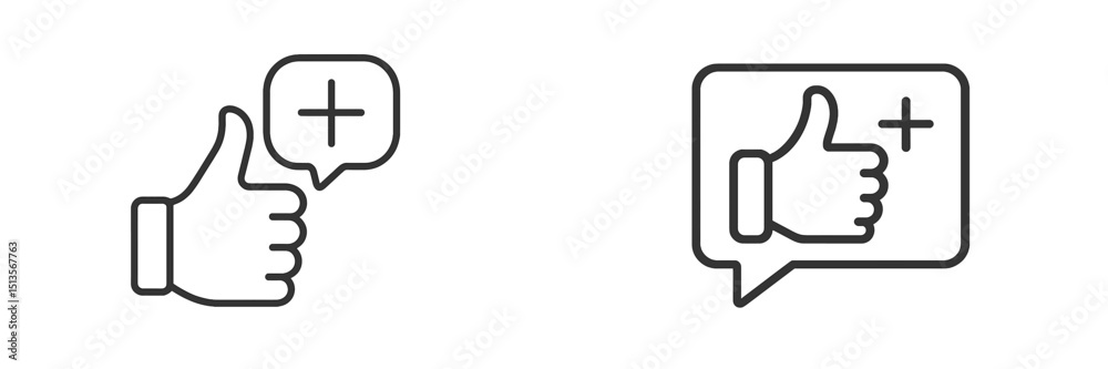 Aufkleber Thumbs up symbols with speech bubbles indicating approval and positive feedback in a minimalist design