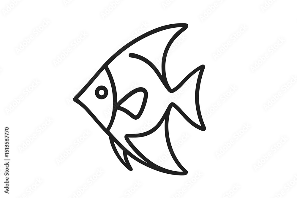 Poster fish illustration featuring a minimalist design with clean lines and geometric shapes suitable for v