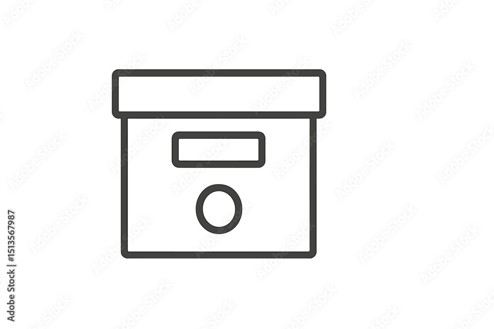 Poster Simple outline of a closed box design on a white background suitable for packaging concepts and organizational graphics