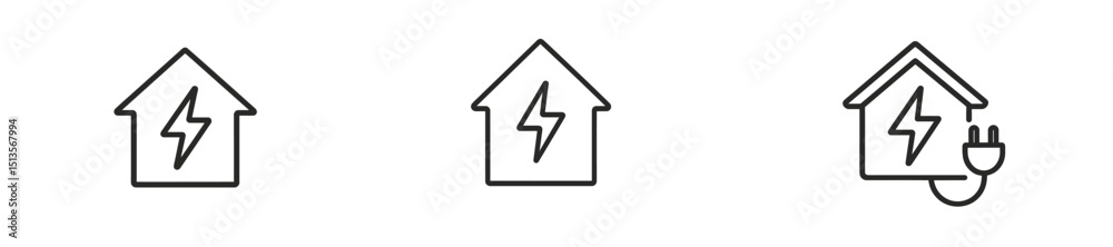 Poster energy efficiency icons representing different aspects of sustainable power use and home management