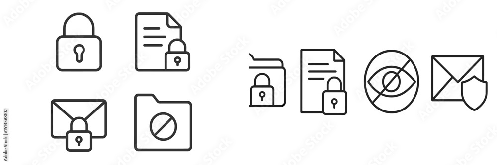 Poster Icons representing data protection, security features, and document confidentiality in digital communication systems