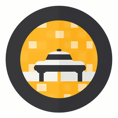 UFO sighting icon: Witness a minimalist, yet intriguing, design of a flying saucer, set against a backdrop hinting at an enigmatic encounter. Perfect for concepts related to science and space!