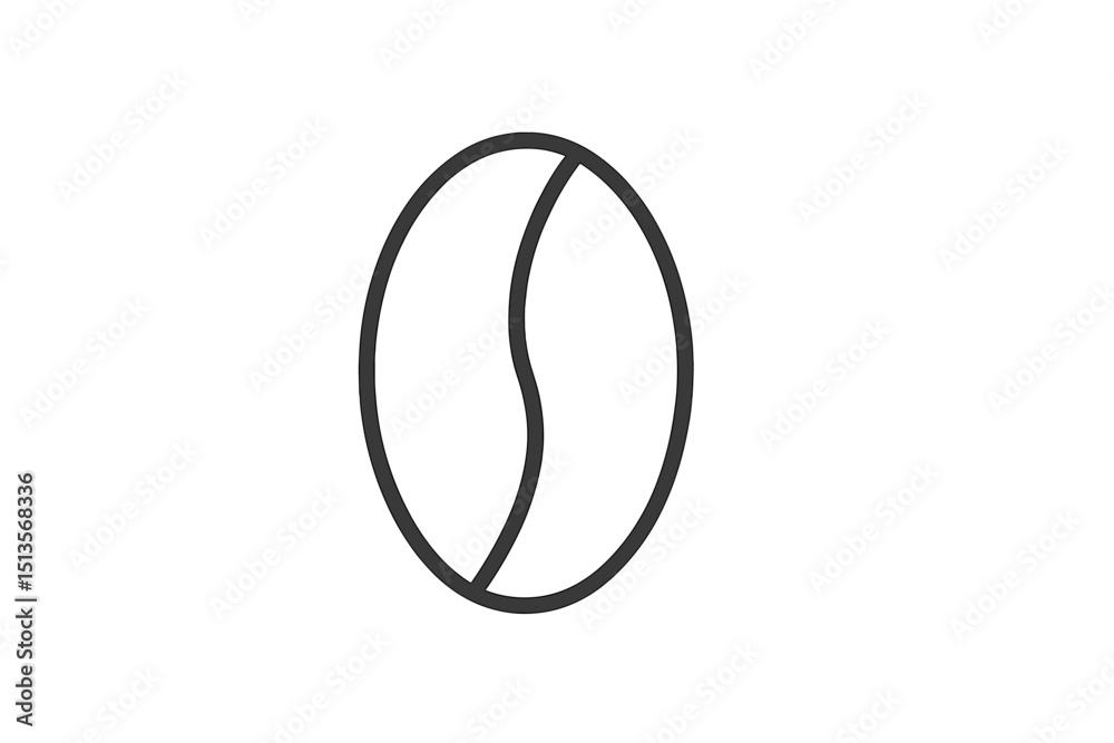 Poster coffee bean logo design featuring a minimalistic outline with a smooth, modern look for branding and