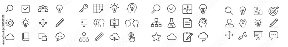 Fototapete Visual representation of diverse icons symbolizing teamwork, creativity, and problem-solving in a modern workspace
