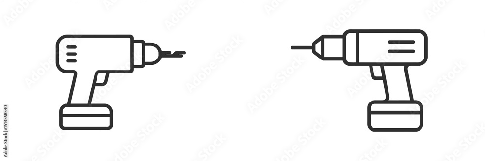 Poster Two different types of cordless drills displayed side by side for comparison in a clear, simple design