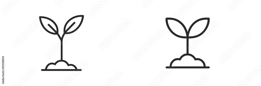 Poster simple plant icons representing growth and development in a minimalist style for environmental theme