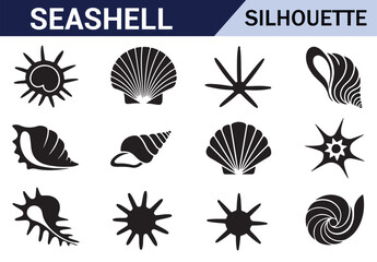 A collection of starfish and shell silhouettes with intricate designs, ideal for oceanic artwork.
