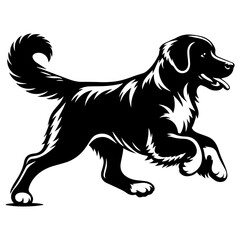 Active Dog Running Silhouette Vector Isolated on White Background for Outdoor and Fitness Designs
