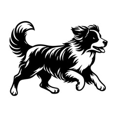 Energetic Dog Running Silhouette Vector Illustration Isolated on White Background for Dynamic Design
