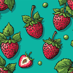 comic style vector strawberry pattern