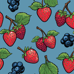 comic style vector strawberry pattern