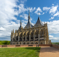 Fototapeta premium Saint Barbara's Cathedral, architecture, statue, church, monument, building, landmark, city, europe, cathedral, sculpture, saint, tower, sky, art, italy, travel, tourism, old, religion, history, squar
