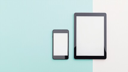Smartphone and tablet mockup modern tech on pastel background