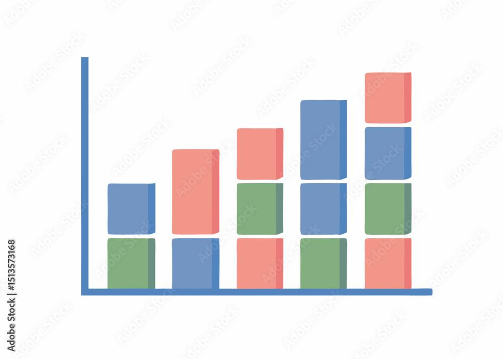 Poster visualizing growth with a bar graph showing incremental progress displaying rising trends with paste