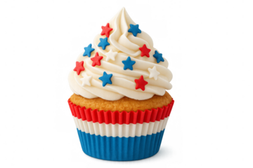 Delicious cupcake celebrating independence day with transparent background