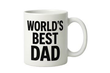 World's best dad mug celebrating fatherhood on transparent background