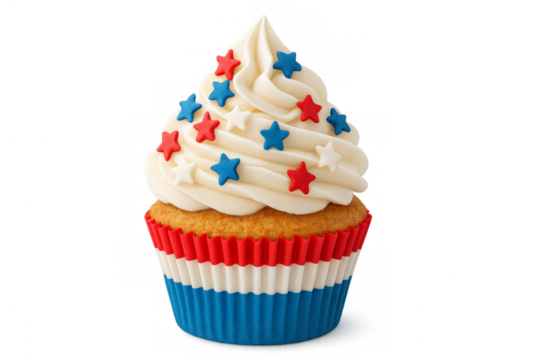 Delicious cupcake celebrating independence day with transparent background