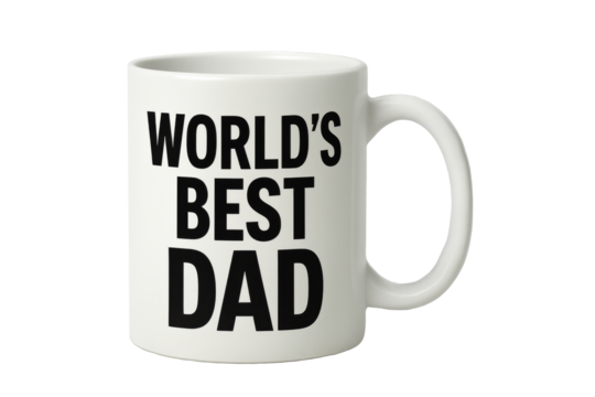 World's best dad mug celebrating fatherhood on transparent background